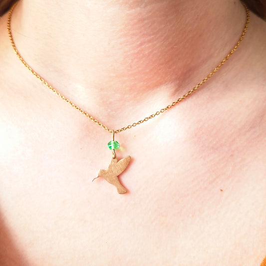 Collier Colibri perle verte