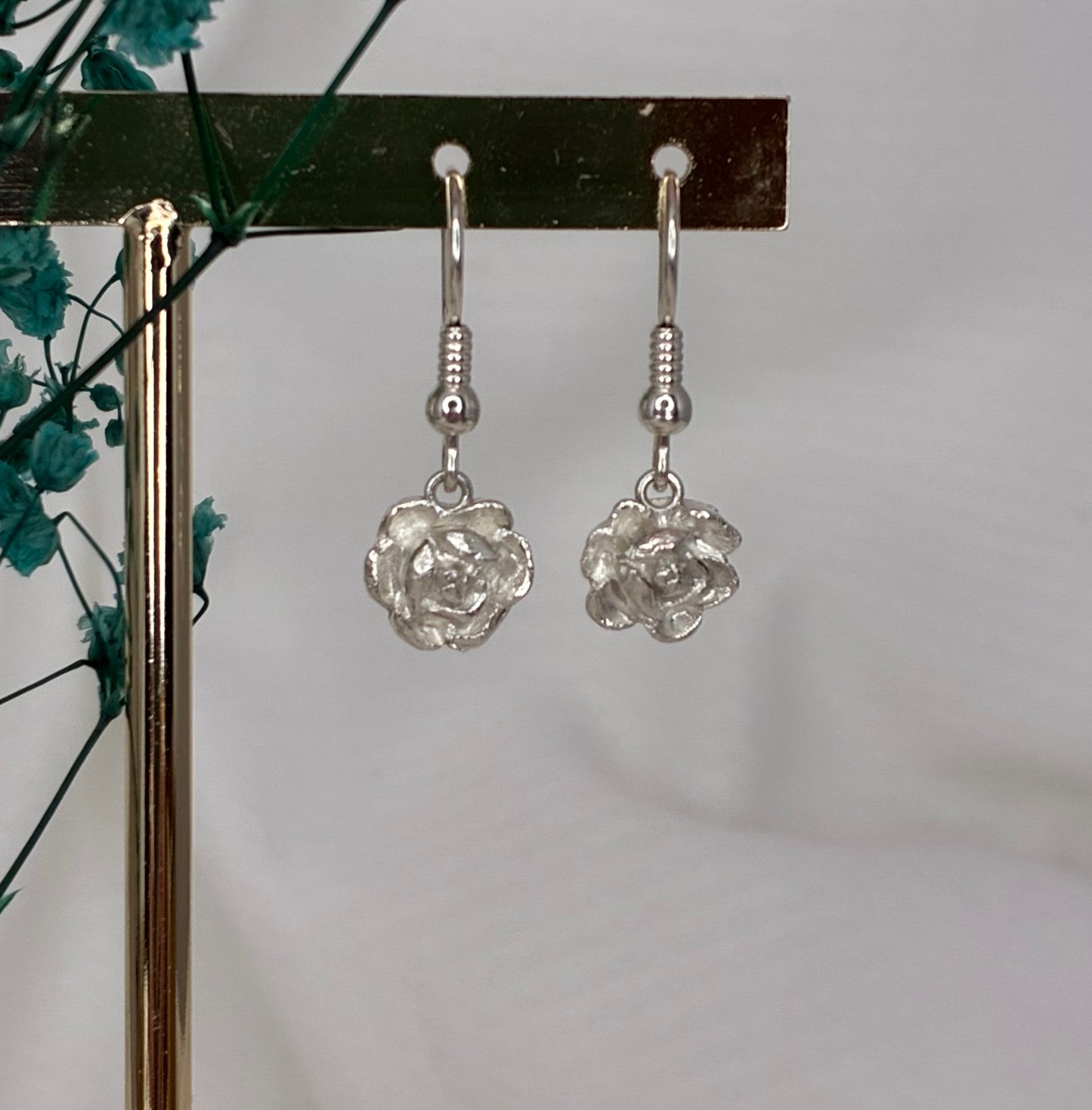 Boucles d'oreilles Rose argent