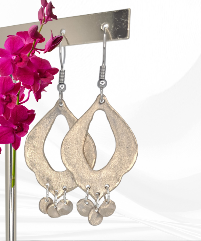 Boucles d'oreilles Aurore bronze blanc