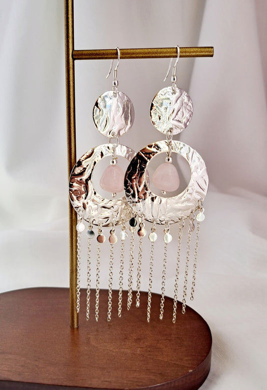 Boucles d'oreilles Orélia quartz rose