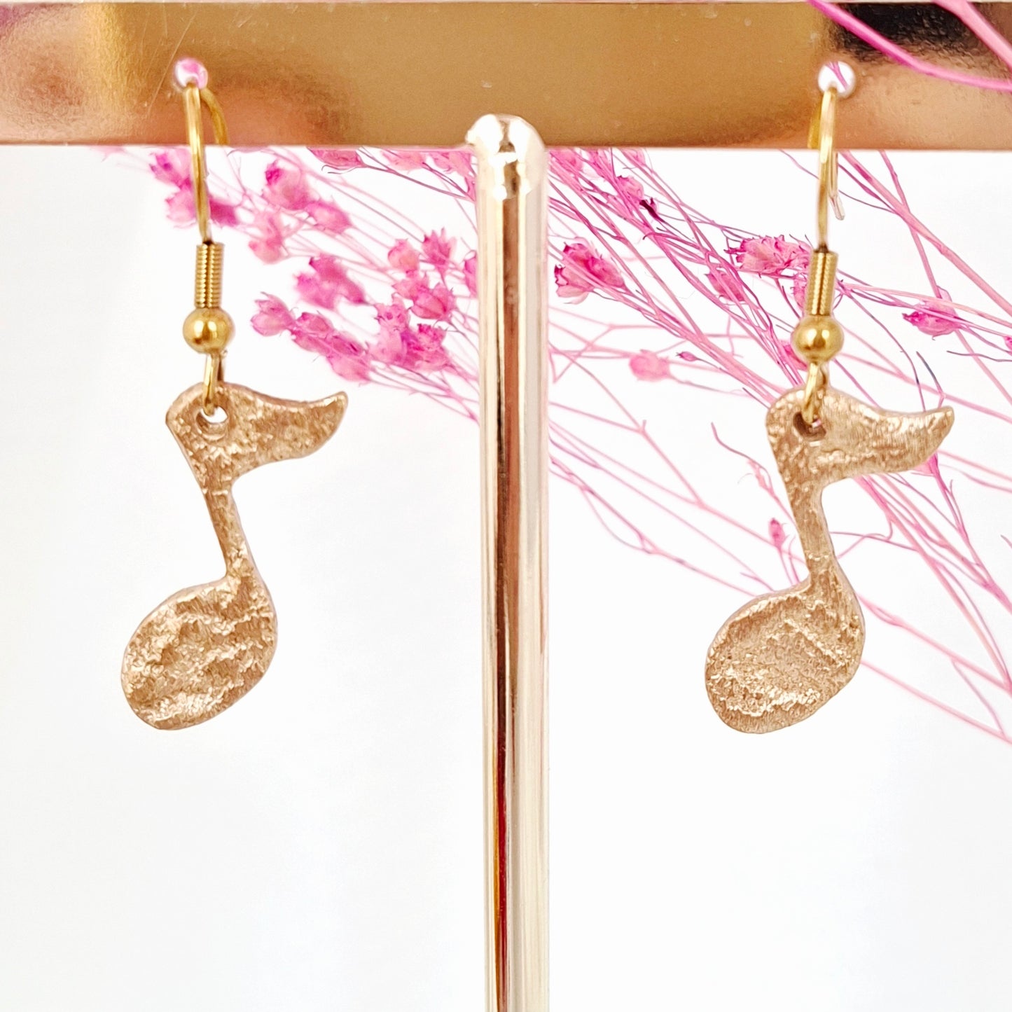 Boucles d’oreilles Notes de musique bronze doré