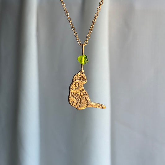 Collier chat bronze doré perle