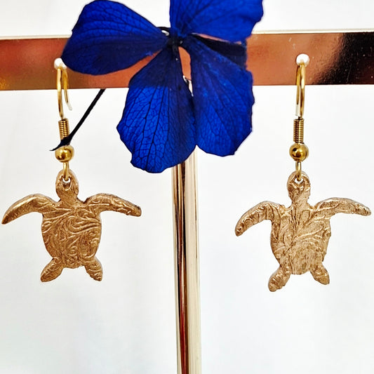 Boucles d’oreilles Tortues bronze doré