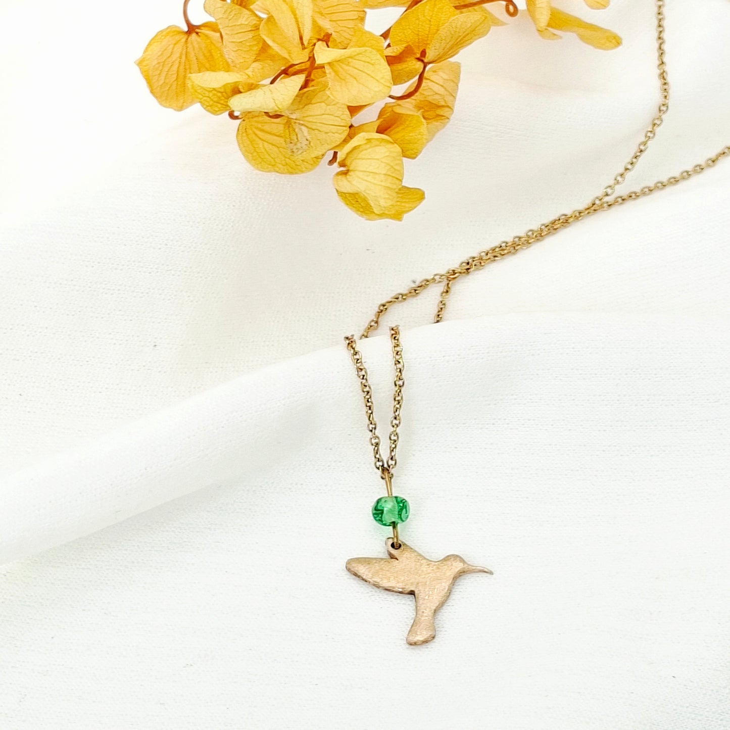 Collier Colibri perle verte