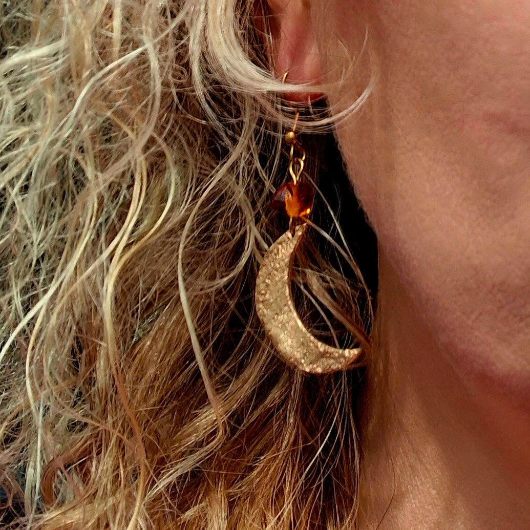 Boucles d’oreilles Luna bronze doré
