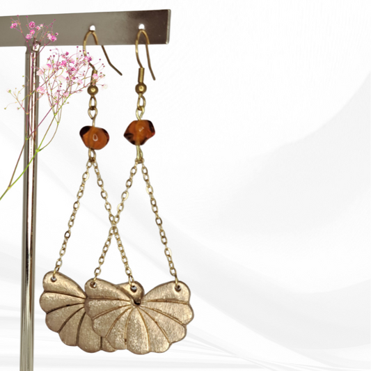Boucles d'oreilles Alora bronze doré perles